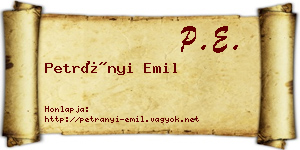 Petrányi Emil névjegykártya