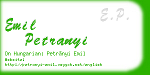 emil petranyi business card